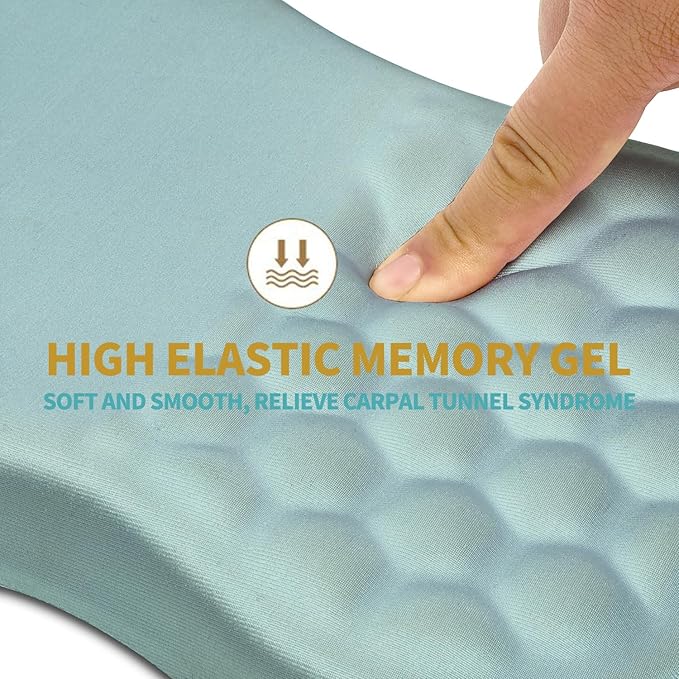 Hokafenle Ergonomic Mouse Pad Wrist Support with Massage Design Wrist Rest Pain Relief Mousepad with Memory Foam&ampNon-Slip PU Base Mouse Pads for Wireless Mouse &amp Desk (12x8 inchLight Blue)