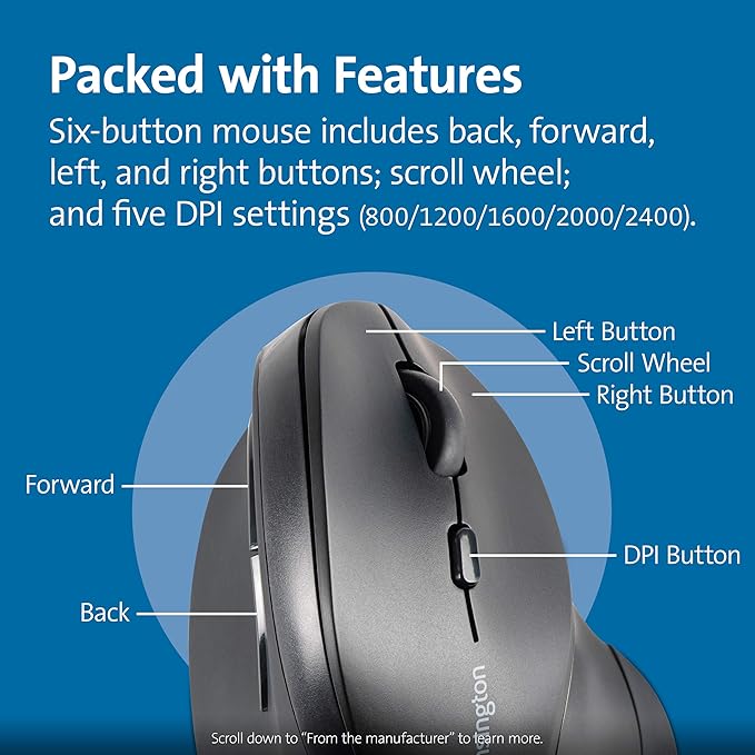 Kensington Ergonomic Vertical Wireless Mouse (K75575WW) Grey/Black