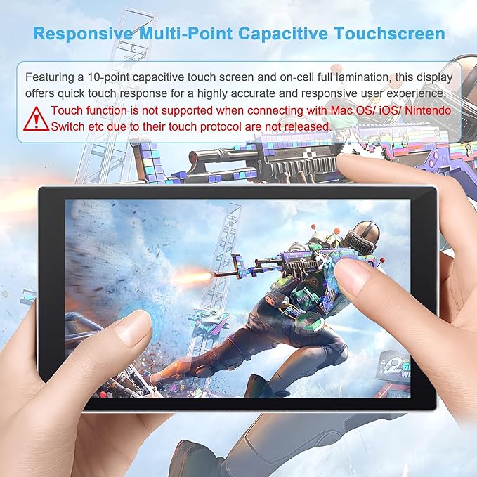 7 inch Portable Monitor 1080P FHD 60Hz Mini Pocket Touchscreen Display USB C HDMI Ultra Thin Lightweight IPS Second Screen Gaming for Raspberry Pi 5/4 PC/Laptop/PS5/XBOX/Switch