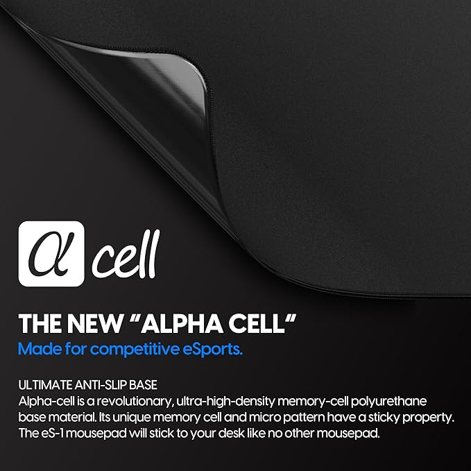 Pulsar - eS1 Esports Professional Level Gaming Mouse Pad 4mm Thickness Anti-Slip Base Anti-Fray Precision Stitching Medium to high Glide Speed 16.5in x 13in (L Black)