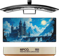 MPCO. Dark Fantasy Large Gaming Desk Pad - 36 x 17 Duraglyde Fabric The Frost King’s Castle Desk Mats - Non-slip Washable Smooth Glide for Precision Gaming &amp Work