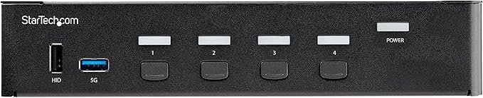StarTech.com 4 Port HDMI KVM Switch - Single Monitor 4K 60Hz Ultra HD HDR - Desktop HDMI 2.0 KVM Switch with 2 Port USB 3.0 Hub (5Gbps) and 4X USB 2.0 HID Audio - Hotkey Switching - TAA