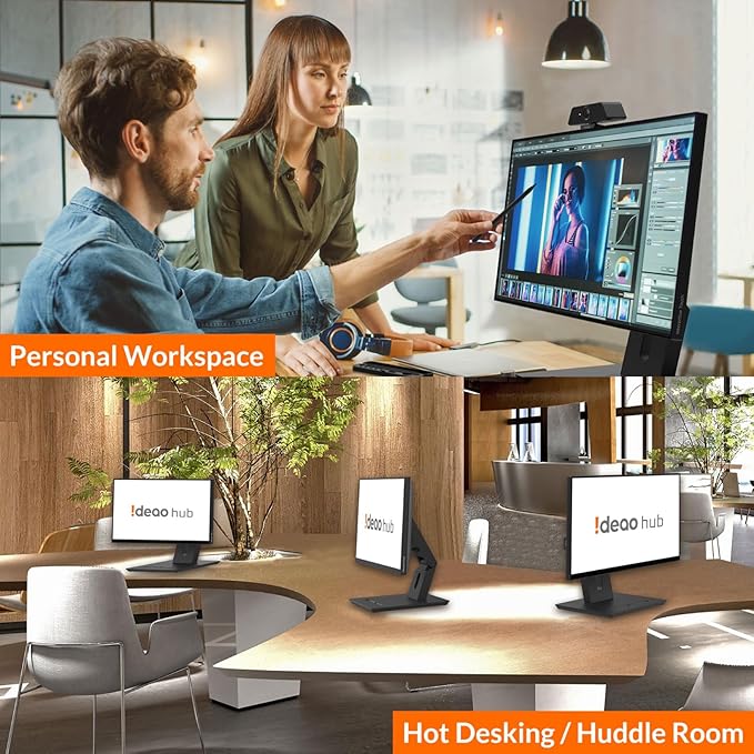 Ideao Hub 24 Inch P-Cap Touchscreen Monitor QHD HDMI VGA USB C Input 10-Point Touch PD Support with Versatile Fully Adjustable Stand &amp MPP2.0 Active Stylus for Laptop PC Mac Phone &amp
