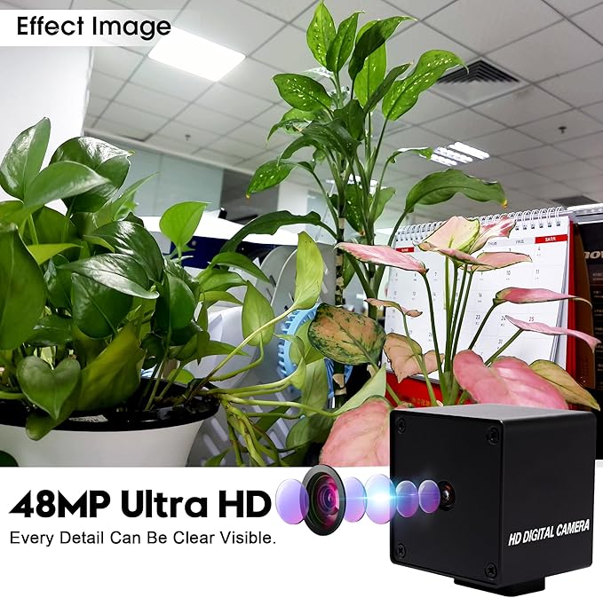 USB Camera 48MP Webcam Ultra HD Autofocus 70 Degree Lens with Metal Case200ms Fast Automatically Focus Clear USB Camera Plug and Play for PC Raspberry Pi Jetson Nano Laptop Prototype Camera