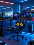 Gaming Chair Video Game Chair with Lumbar Support and Footrest Height Adjustable Ergonomic Computer Gaming Chair with 360° Swivel Seat and Headrest and for Office or Gaming (Blue)