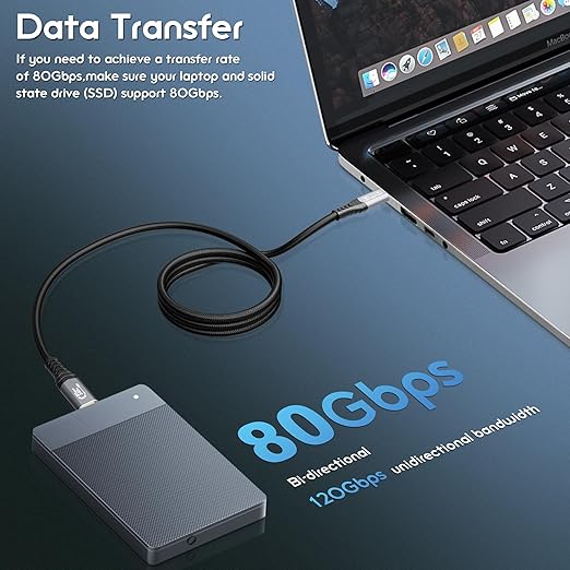 [80Gbps16K240W Thunderbolt 5 CableUSB4 Gen4 for Thunderbolt 416K@60Hz/Dual 8K@60Hz Video 240W for MacBook ProHubDockeGPULaptopsDisplay usbc to usbc Monitor Cable 6.6FT/2m
