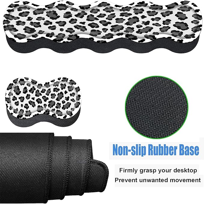 Keyboard Wrist Rest and Mouse Pad Set31.5x11.8 Inches Desk MatWaterproof Non-Slip Ergonomic Wrist Support for Pain ReliefExtended Desk Protector for Office Home GamingLeopard Print