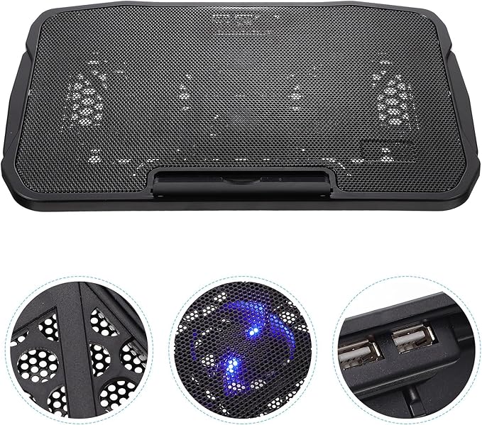 Alipis Multi-Functional Laptop Cooling Rack with USB Fans Adjustable Notebook Cooler Stand for Home and Office Use Portable Computer Radiator Holder Compatible with 15-17 Inch Laptops