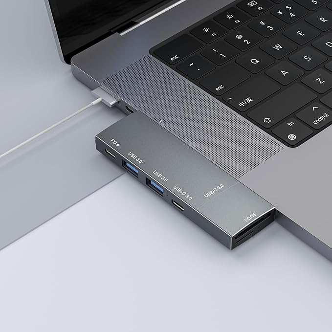 USB C Hub for MacBook USB Hub 7-in-2 for Thunderbolt 4 Port 4K 60Hz HDMI 2 USB C 2 USB A Data Ports microSD SD Card Reader for MacBook Pro 13 Inch MacBookAir M1 M2 M3 iPad Dell Lenovo
