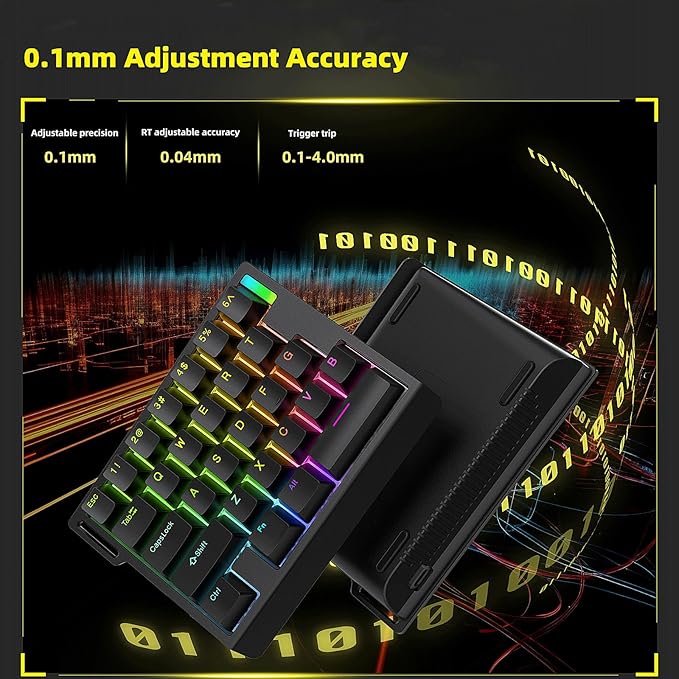 HE30 Rapid Trigger Gaming KeyboardOne-Handed Magnetic Switch Hall Effect RGB HotSwap Custom Mechanical Keyboard Adjustable Actuation8kHz Hyper Polling Rate Mini Macro Gasket Keypad (Black)