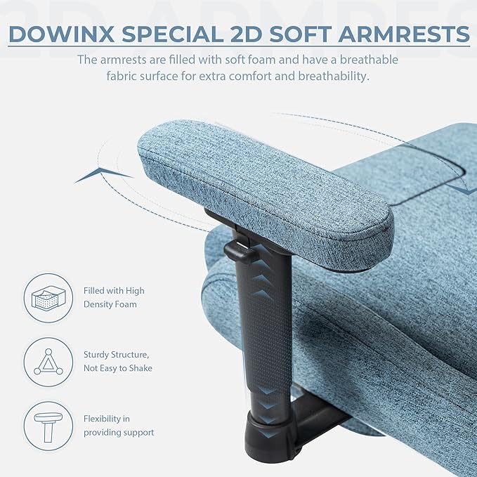 Dowinx Fabric Gaming Chairwith Pocket Spring Cushion Ergonomic Computer Chair with Massage Lumbar Support Comfortable Reclining Game Office Chair 300lbs for Adult Blue