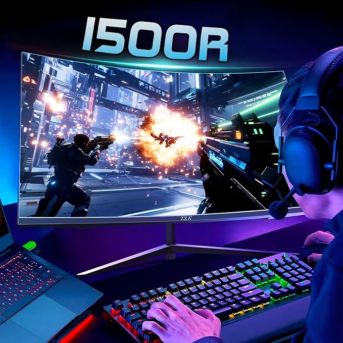 32 Inch Curved Gaming Monitor with 240Hz Refresh Rate 1ms GTG HDR600 1500R Curvature 1080P Resolution 122% sRGB FreeSync G-Sync Compatible DP and HDMI Ports VESA Mount for Competitive Gamers