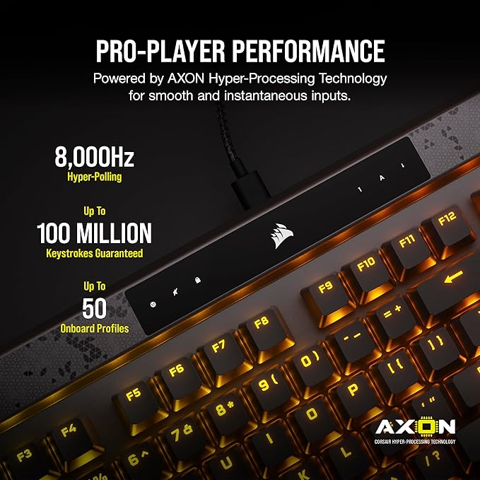 CORSAIR K70 MAX RGB Magnetic Mechanical Wired Gaming Keyboard – MGX Adjustable Switches Simultaneous SOCD and Rapid Trigger PBT Double-Shot Keycaps Sound Dampening 8000Hz Polling QWERTY NA Black
