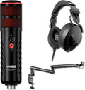 Rode XDM-100 USB Dynamic Microphone with NTH-100 Professional Over-Ear Headphones and StreamEye Lowpro Microphone Boom Arm