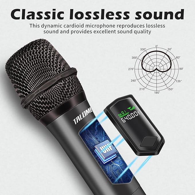 Wireless MicrophoneProfessional Dual Handheld Cordless Dynamic Mic System with Rechargeable Receiver(160 Ft)Karaoke Microphone Set for SingingKaraokeWeddingDJPartySpeechChurchK60-2