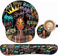 Ergonomic Gaming Mouse Pad Wrist Support and Memory Foam Keyboard Wrist Rest with Anti-Slip Base for Home Office Computer Desk Pad Gel Black Mouse Pad African American Black Women Graffiti Girl