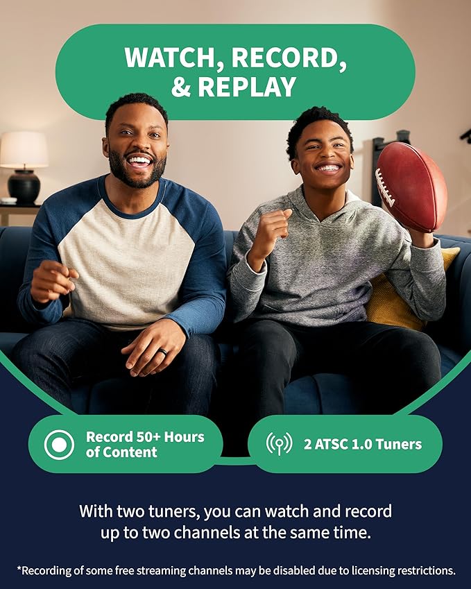 Tablo TV 4th Gen 2-Tuner Over-The-Air (OTA) DVR - Watch Pause &amp Record Live Television News Sports &amp Movies Throughout Your Home Over Wi-Fi - Pairs w/Any TV Antenna - No Subscriptions