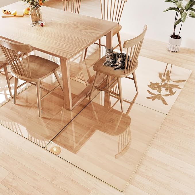 Tempered Glass Chair Mat 46x36 – Ultra-Clear Office Chair Mat for Hardwood Floors &amp Low-Pile Carpets – Heavy-Duty 0.2 Scratch-Resistant Surface with Non-Slip Pads – Supports 1000 lbs
