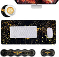 Mouse PadLarge Desk Mat Set 4in1 XL Mousepad + Keyboard Wrist Rest+Mouse Wrist Rest+Coaster with Ergonomic Desk Pad for Home Office Table Computer Cover -Glowing Bee and Honeycomb