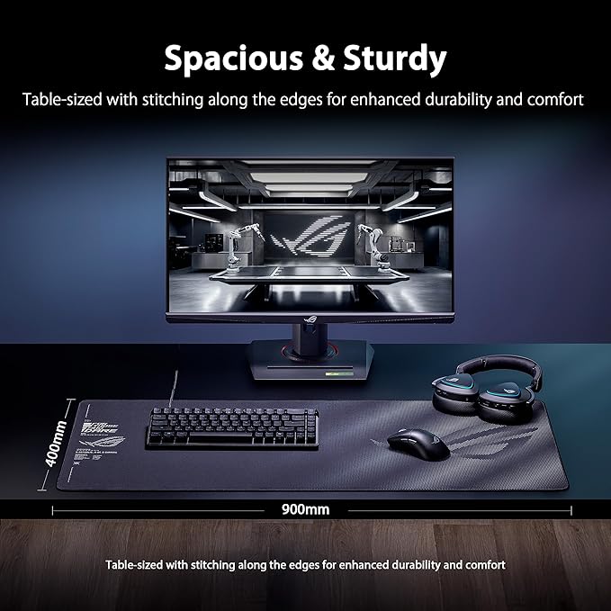 ASUS ROG Sheath II XXL Gaming Mouse Pad – 35.4” x 15.7” Advanced Cooling Fabric 1.5X Smoother Textile-Weave Surface Flat-Stitched Durable Edges Non-Slip Base - Black