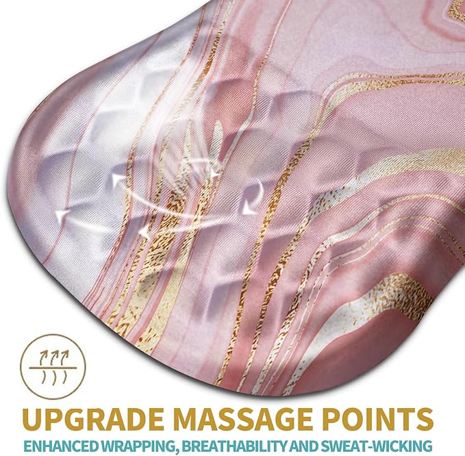 Hokafenle Ergonomic Mouse Pad Wrist Support with Massage Design Wrist Rest Pain Relief Mousepad with Memory Foam&ampNon-Slip PU Base Mouse Pads for Wireless Mouse &amp Desk (12x8 inchPink Gold Ma