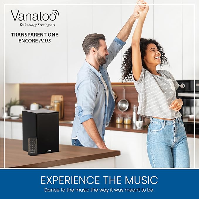 Vanatoo Black Transparent One Encore Plus Near Field Studio Monitor Speakers Pair for TV PC Gaming. Powered Speakers for Desktop and Room. AUX USB Bluetooth Toslink Optical Coax Remote.