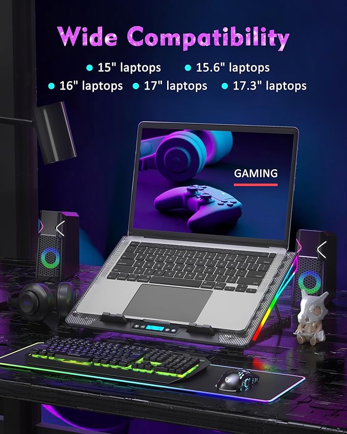 AICHESON Gaming Laptop Cooling Stand and S035 Purple Laptop Cooler Set