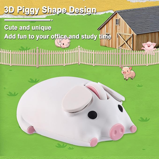 Wireless Bluetooth Mouse Cute Animal Pig Shape 2.4G &amp Bluetooth Dual Mode Computer Mice with USB Receiver Portable Compact 1200DPI Optical Cordless Mouse for Laptop iPad PC Chromebook Kids Gift(Wh