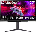 LG 27GR83Q-B 27-inch Ultragear QHD (2560x1440) IPS Gaming Monitor 240Hz 1ms DisplayHDR 400 G-Sync AMD FreeSync Premium HDMI 2.1 DisplayPort 4-Pole HP Out DTS GP:X Tilt/Height/Pivot Stand Black