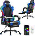 Homall Gaming Chair Video Game Chair with Footrest and Massage Lumbar Support Ergonomic Computer Chair Height Adjustable with Swivel Seat and Headrest (RGB Blue)