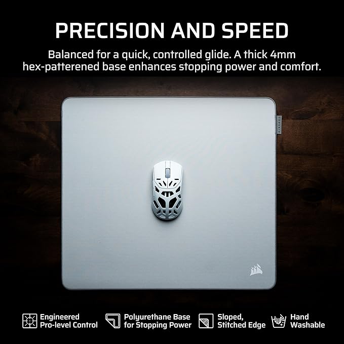 Corsair MM PRO Control Cloth Large Gaming Mouse Pad – Esports-Tuned Surface for Precision &amp Micro-Adjustments 4mm Thick Non-Slip Base Durable Stitched Edges – Gray