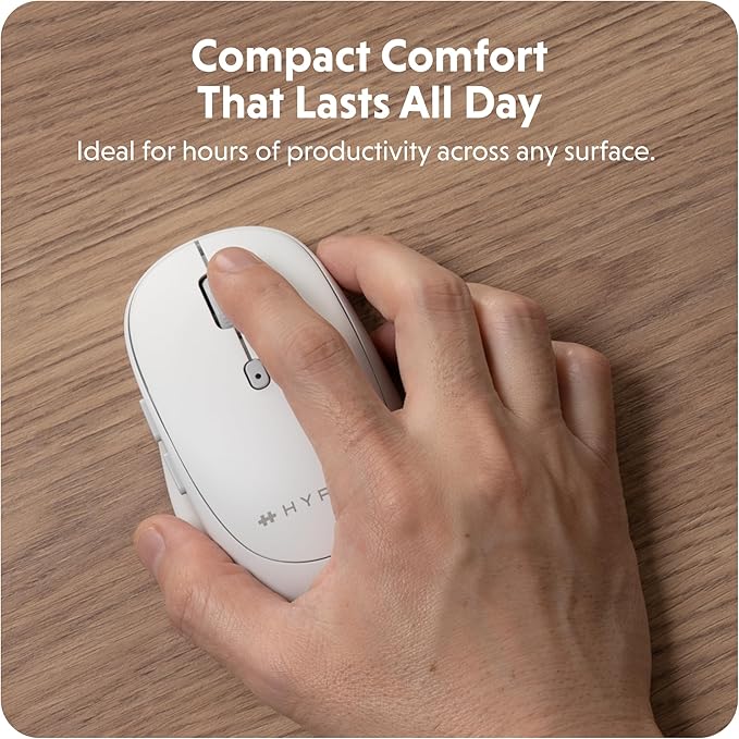 Hyperspace Wireless Mouse Bluetooth 5.0 — Ergonomic Wireless Mouse w/Adjustable Sensitivity Fast Switching Compatible w/MacOS Windows Chrome OS — Pair Up to 3 Devices