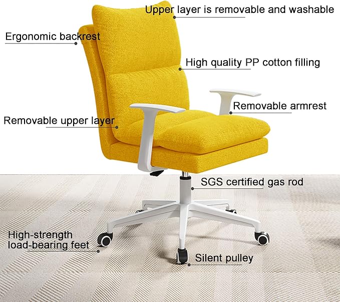 Office Chair Gaming Chair Computer Chair Ergonomic Computer Chair with Thick Padding BackrestExecutive Home Office ChairBig and Tall Upholstered Desk Chair Armrest Height Adjustable S