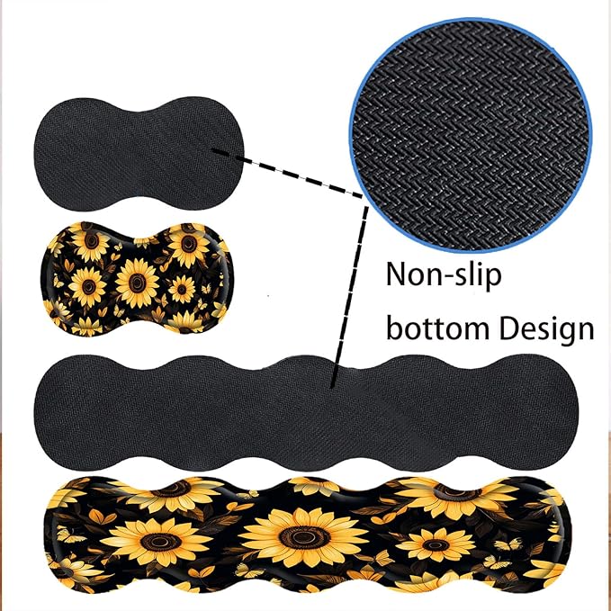 Keyboard Mouse Pad SetLarge Desk Pad+Keyboard Wrist Rest+Mouse Wrist Support+CoasterEasy Typing Pain Relief Non-Slip Wrist Support Mousepad Set Home OfficeSunflowers and Butterflies