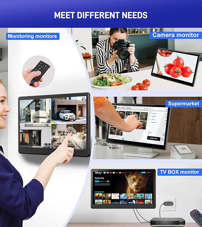 15.6 inch Portable Touchscreen Monitor with HDMI VGA DVI Ports Screen Extender FHD 1920×1080 IPS Small Touch Screen Display Compatible with Laptops PC PS5/4 Industrial (with Remote)
