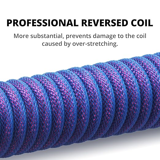 GUNMJO Pro Custom Coiled USB C Cable for Gaming Keyboard Double-Sleeved Mechanical Keyboard Cable with Detachable Metal Aviator 1.5M USB-C to USB-A Nebula Color