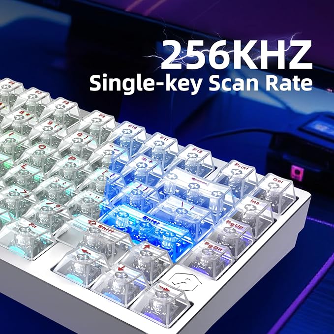 MG75MAX 81 Keys Wired Magnetic Switch Keyboard 256KHZ Single Key Scan Rate PCB Nano-Coating Waterproof Hall Effect 8KHZ/ARGB/CNC Aluminum Gaming Keyboard(Silver)