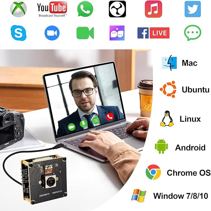 48MP Ultra HD Autofocus USB Camera – 4K Video &amp 8000×6000 Still – 70° No Distortion Lens for Lightburn Laser Engraver | Machine Vision | Embedded Systems