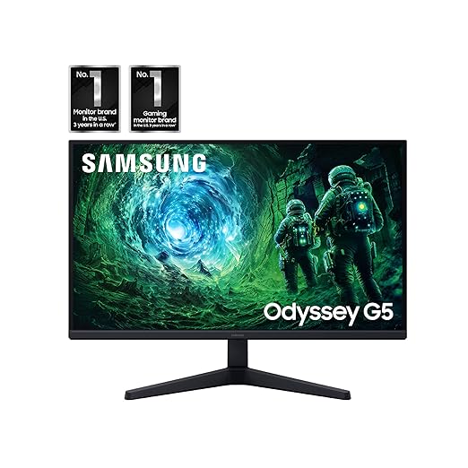 SAMSUNG 27” Odyssey G5 G53F QHD Resolution Gaming Monitor HDR10 200Hz Refresh Rate IPS Panel AMD FreeSync™ Premium Black Equalizer Auto Source Switch LS27FG53DENXZA