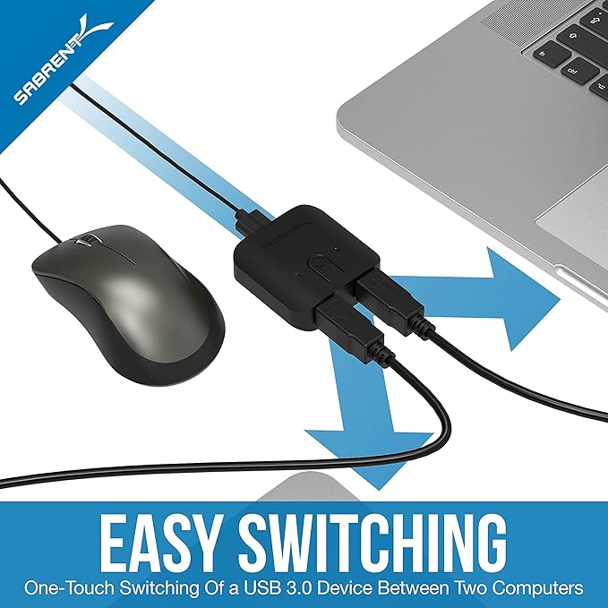 SABRENT USB 3.0 Sharing Switch for Multiple Computers and Peripherals LED Device Indicators + Premium 3-Port Aluminum Mini USB 3.0 Hub