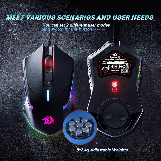 Redragon S101-3 PRO Gaming Keyboard and Mouse RGB Backlit Programmable Keyboard Mouse with Software Independent Macro Record Keys Value Combo Set New Update Version