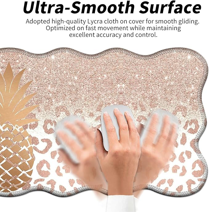 Rose Gold Marble Pineapple Desk Mat Mouse Pad 31.5 x11.8 XL Extended Mousepad Huge Mouse Pads with Stitched Edges Desk Pad for Work Game Office Home
