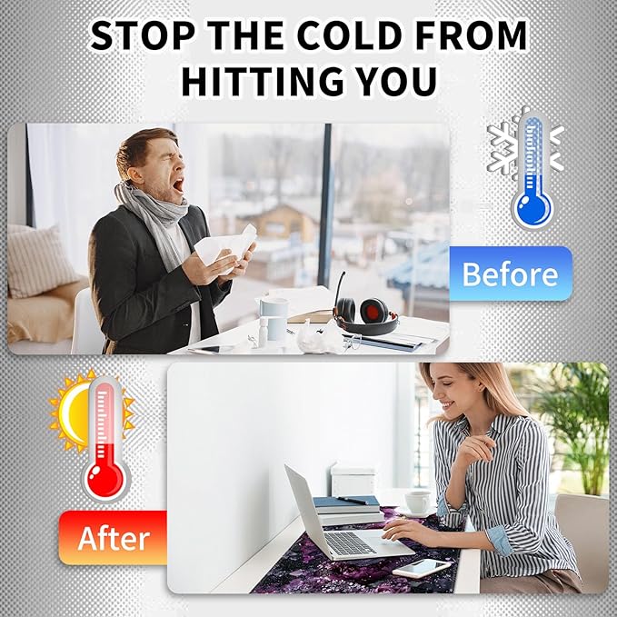 Heated Mouse Pad Hand Warmer Warm Desk Pad Mousepad Desk Mat with 3 Levels Heating and Auto Shut Down 31.5 x 13 inch PU Leather Warmer Keyboard Mat for Gaming Laptop Office Home Purple Flower