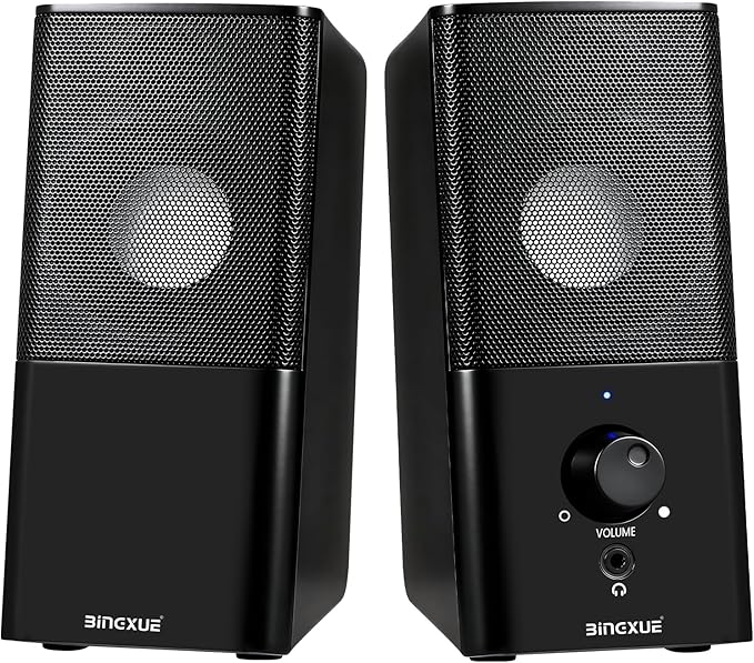 H21 Classic Computer Speakers for Desktop PC Full Stereo Sound USB-Powered Gaming Speaker with 3.5mm Aux Multimedia for Laptop/Desktop/Tablets/Phone(Black