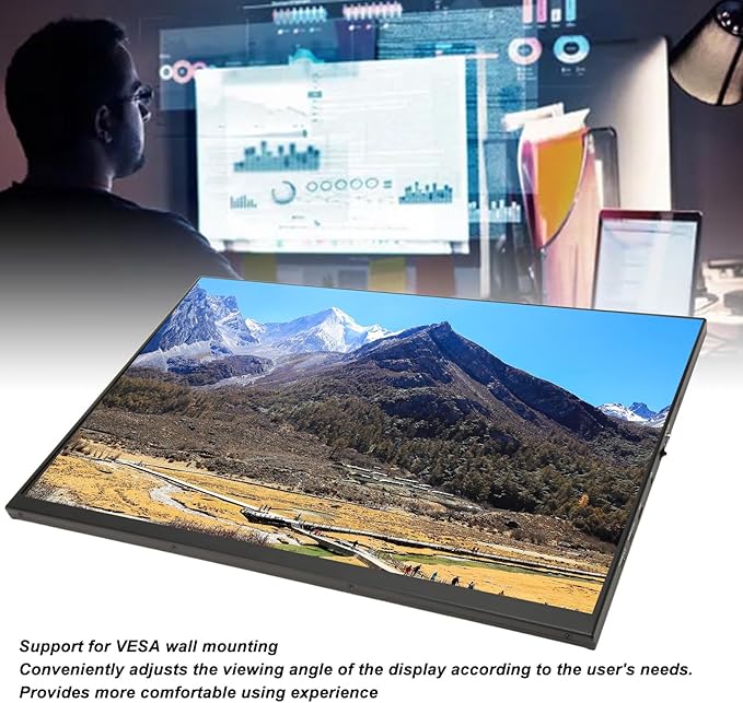 Sanpyl 18 Inch Portable Monitor 2.5K (2560x1600) 16:10 144HZ Dual Speakers Mini 3.5mm Type C Second External Monitor for Laptop Wall Mount Portable Display Screen (US Plug)