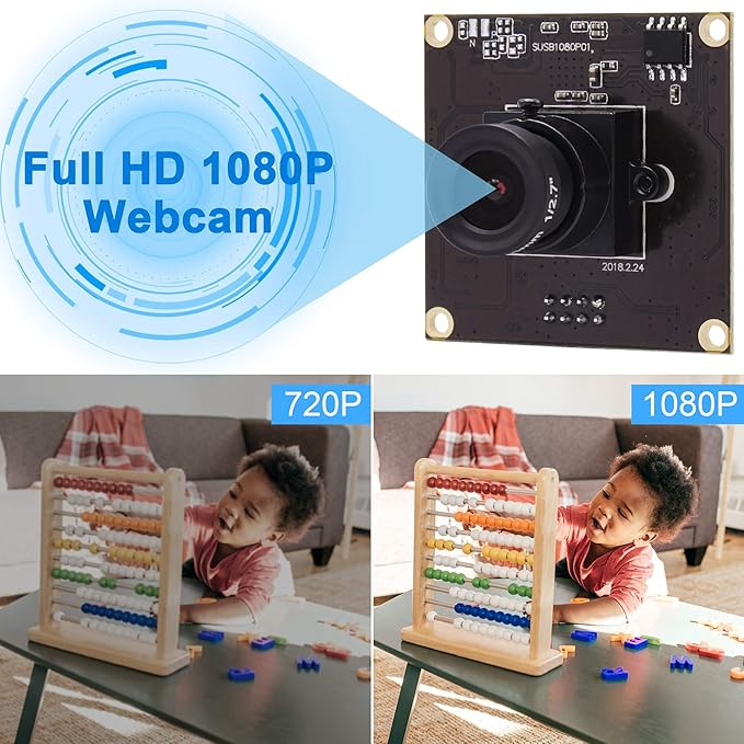 High Speed USB3.0 Camera Module High Definition 1280 * 1080@50fps 2MP Webcam Full HD 1080P USB Camera with IMX291 Sensor Plug&ampPlay USB Webcam for WindowsLinuxRaspberry Pi