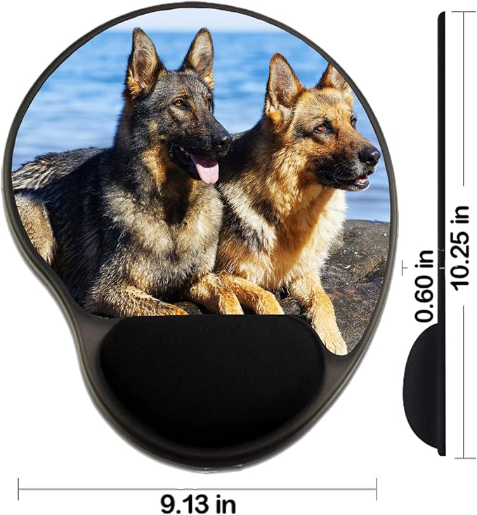 MSD Mousepad Wrist Rest Protected Mouse Pads Mat with Wrist Support Image ID: 20943772 two wet German Shepherds sitting on The stone