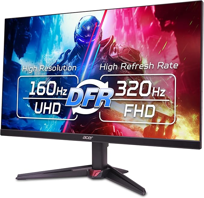 acer Nitro 27” 4K UHD 3840 x 2160 Gaming IPS Monitor | AMD FreeSync Premium | Up to 160Hz Refresh Rate with DFR to FHD 320Hz| Up to 0.5ms | 1 x Display Port 1.4 &amp 2 x HDMI 2.1 Ports | VG270K V4bmi