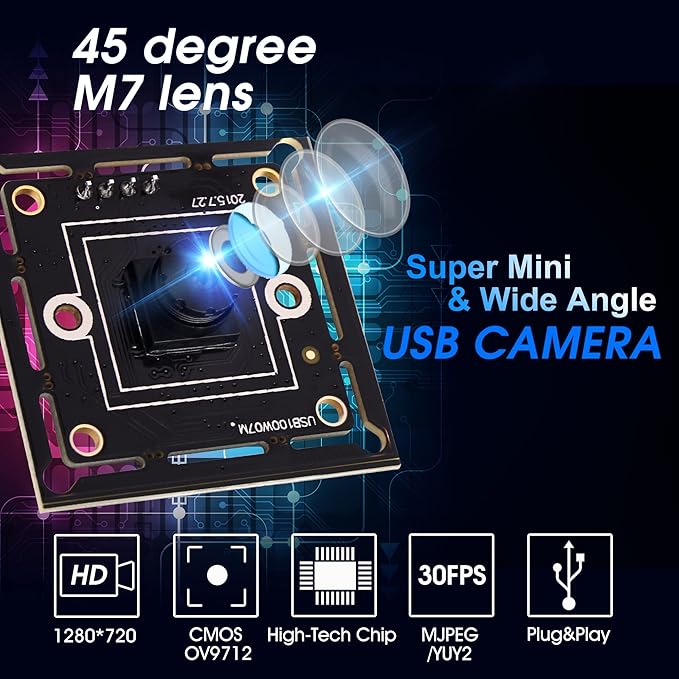Webcamera_USB HD USB Camera Module High Speed 720P 30fps Webcam Board Mini UVC USB2.0 PC Camera OV9712 Lightburn Camera for Laser Engraver Megapixel Embedded USB Secuirty Camera for Computer