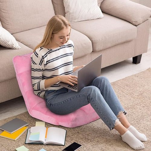 14-Position Adjustable Floor Gaming Chair Foldable Memory Foam Armless Sofa Seat Couch Recliner with Comfy Back Support for Working Meditation Reading Pink